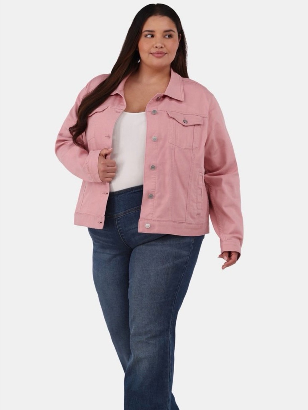 Time and Tru Pink Plus Size Denim Jacket